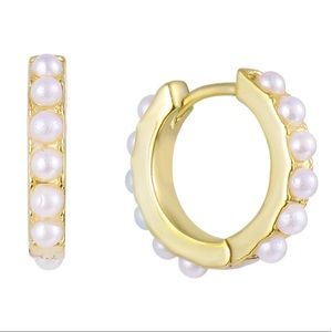 Faux pearl huggie earrings
